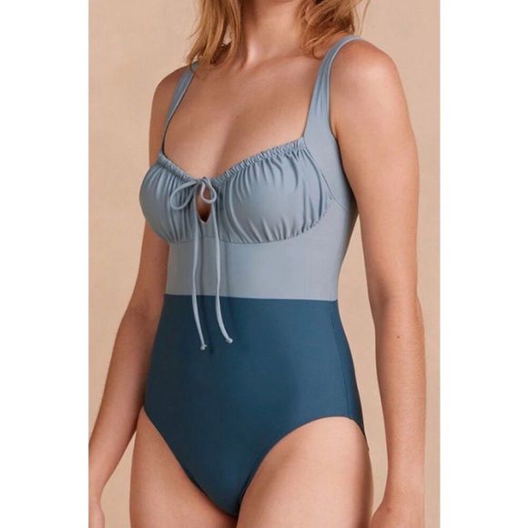 Summersalt The Gulf Gathered Keyhole One Piece Swimsuit Blue Size 6 NWT - Picture 1 of 6